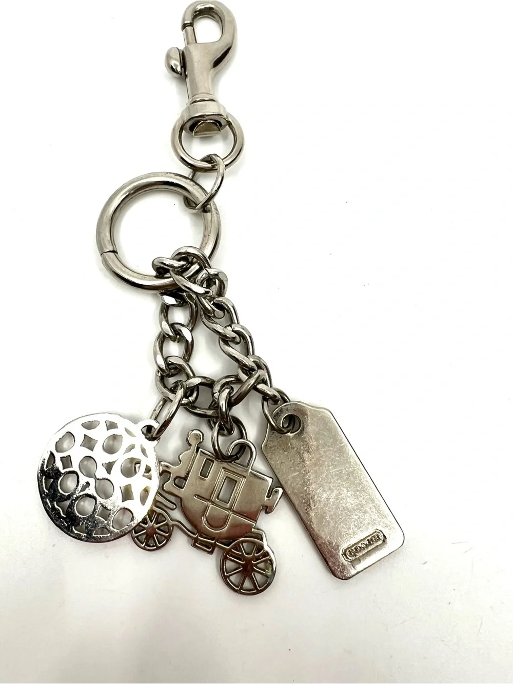 Coach Horse And Carriage Silver Tone Bag Charm Key Chain